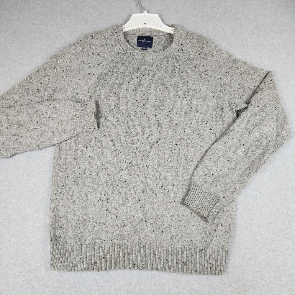 American Eagle Outfitters Sweater Mens L Gray Speckled Wool Crewneck Pullover